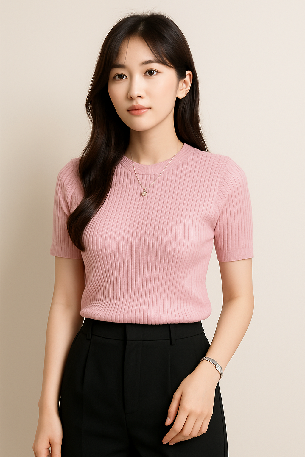 Women's Rib Knit Short Sleeve Top | Stretchy Slim Fit T-Shirt for Summer and Spring | Beautiful Silhouette, Perfect for Underwear