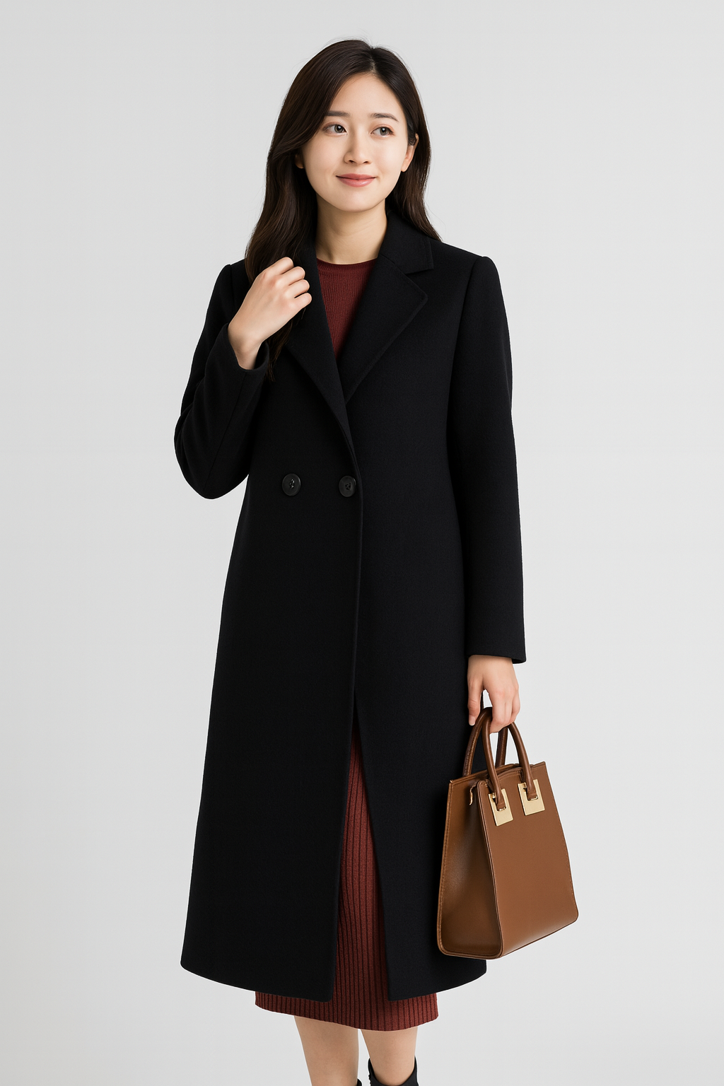 Women's Long Wool Coat | Elegant Fall/Winter Coat | Luxurious and Slimming Design