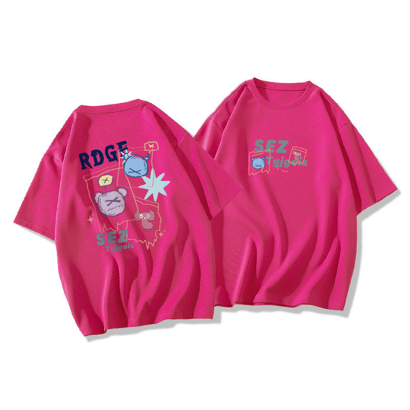 Oversized Women's Short Sleeve SEZ Printed T-Shirt, Popular Korean Style Top