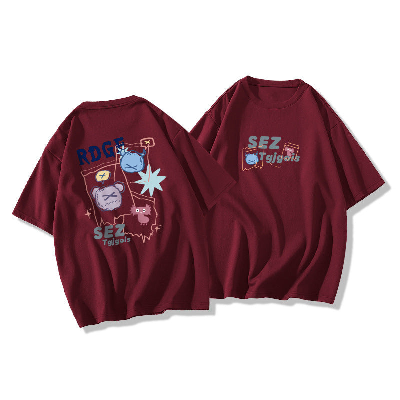 Oversized Women's Short Sleeve SEZ Printed T-Shirt, Popular Korean Style Top