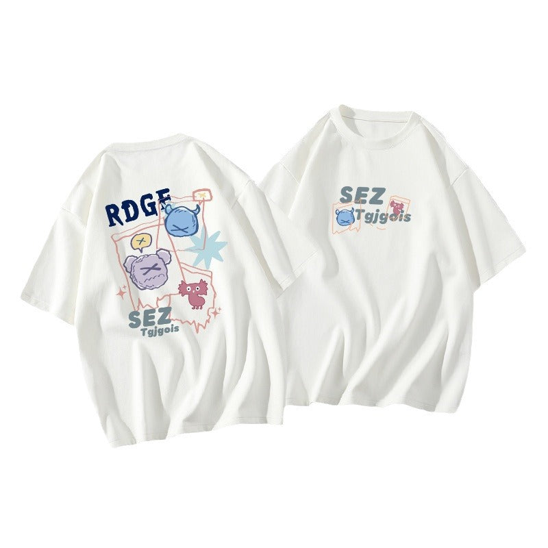 Oversized Women's Short Sleeve SEZ Printed T-Shirt, Popular Korean Style Top