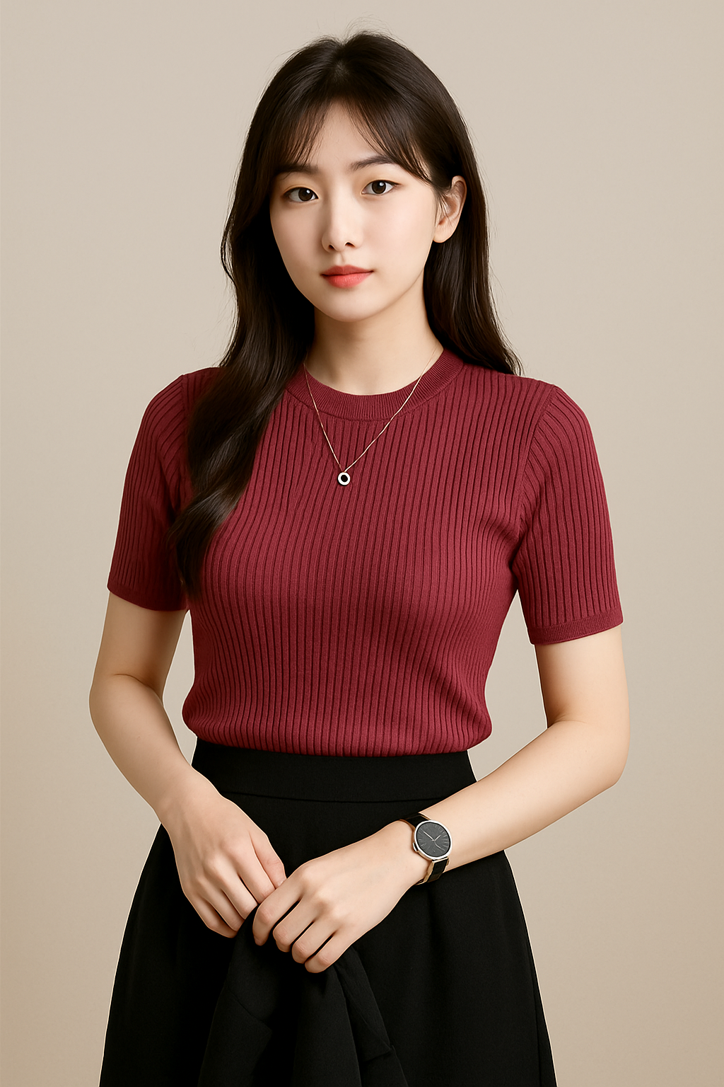 Women's Rib Knit Short Sleeve Top | Stretchy Slim Fit T-Shirt for Summer and Spring | Beautiful Silhouette, Perfect for Underwear