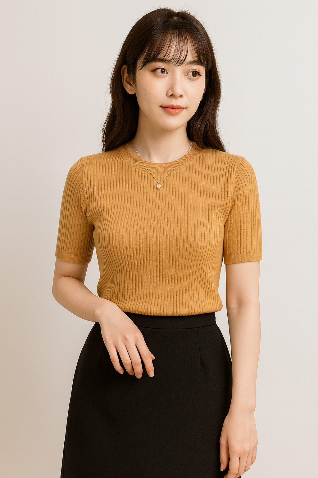 Women's Rib Knit Short Sleeve Top | Stretchy Slim Fit T-Shirt for Summer and Spring | Beautiful Silhouette, Perfect for Underwear