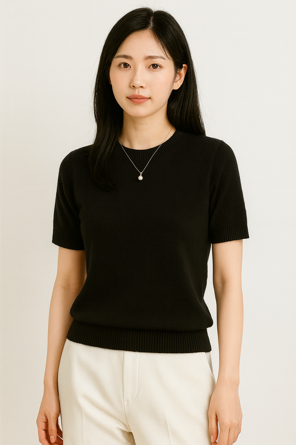 Women's lightweight knit short-sleeve top | Soft to the touch, perfect for spring and summer, round neck, available in 9 colors