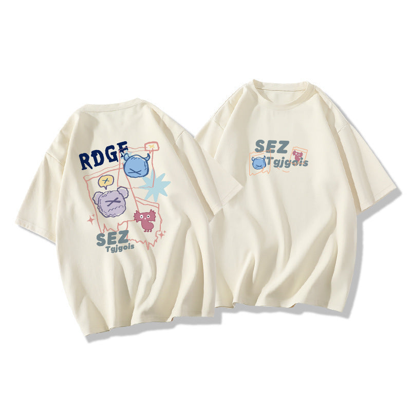 Oversized Women's Short Sleeve SEZ Printed T-Shirt, Popular Korean Style Top