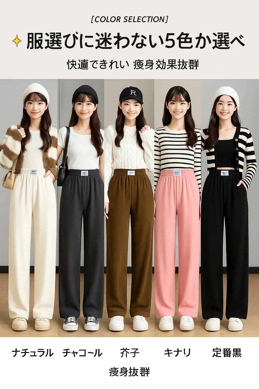 Women's Wide-leg Pants, Spring/Summer/Autumn/Winter, High-Waisted, Straight Fit, Loose Fit Leggings (Thin, Fleece-Lined)
