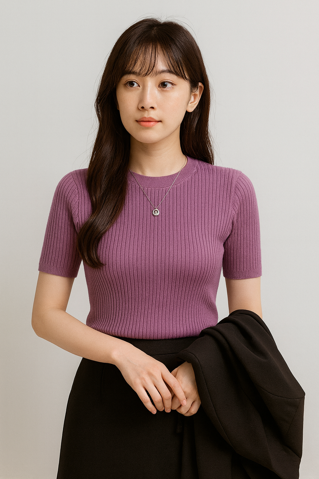 Women's Rib Knit Short Sleeve Top | Stretchy Slim Fit T-Shirt for Summer and Spring | Beautiful Silhouette, Perfect for Underwear