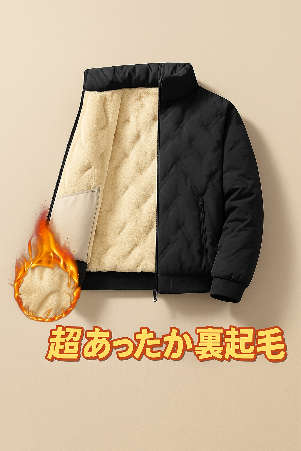 Men's fleece-lined winter warm jacket | Lightweight, warm, and fluffy insulated blouson