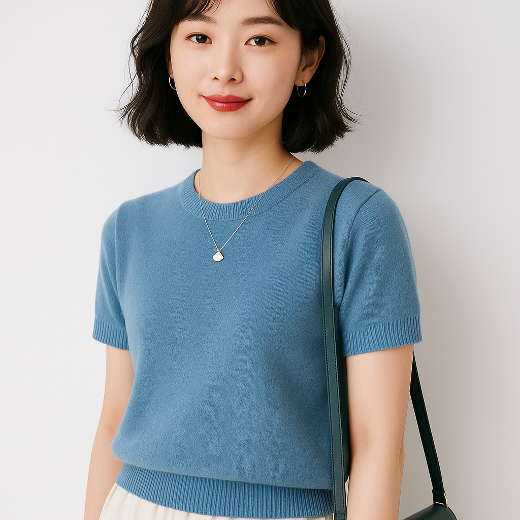 Women's lightweight knit short-sleeve top | Soft to the touch, perfect for spring and summer, round neck, available in 9 colors