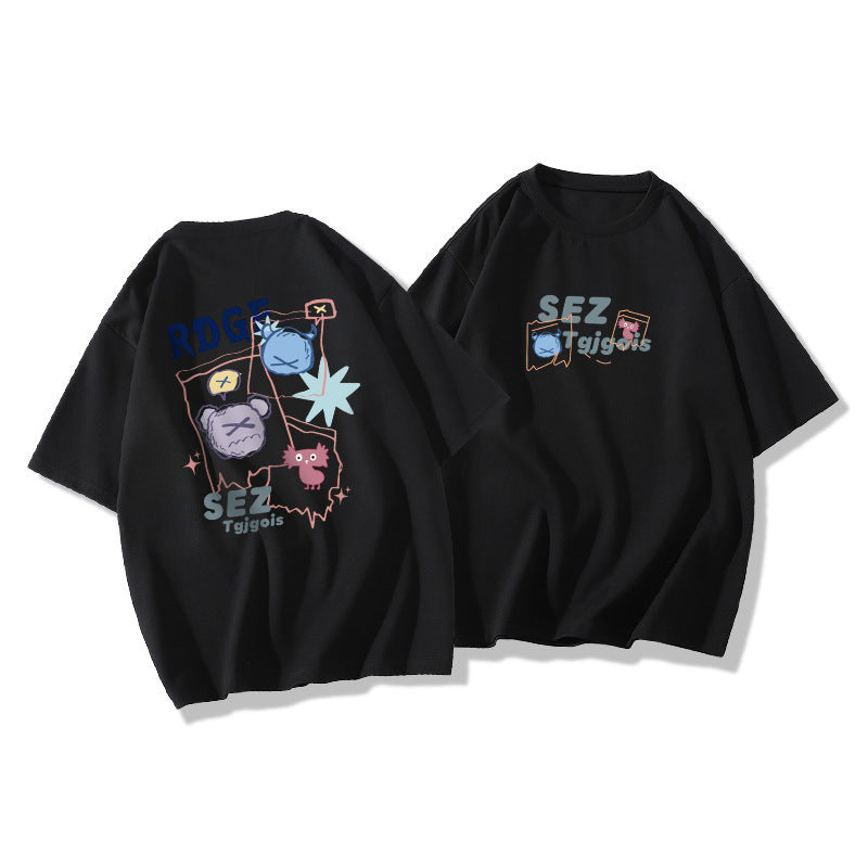 Oversized Women's Short Sleeve SEZ Printed T-Shirt, Popular Korean Style Top
