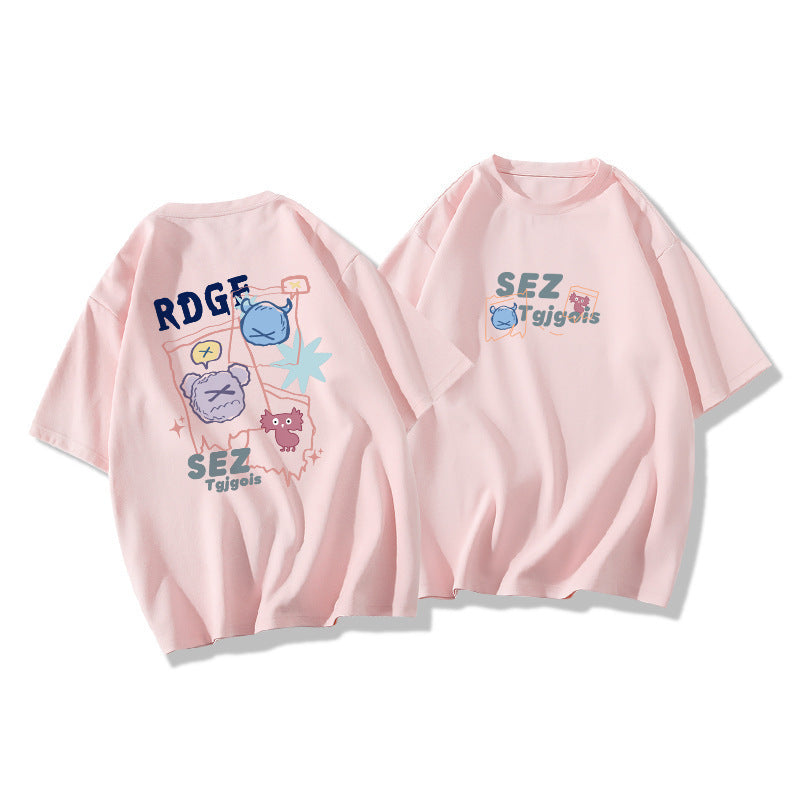 Oversized Women's Short Sleeve SEZ Printed T-Shirt, Popular Korean Style Top