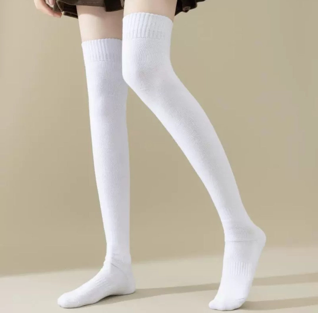Women's warm, thick, fleece-lined long socks for fall and winter (over-the-knee, non-slip, knee protection)