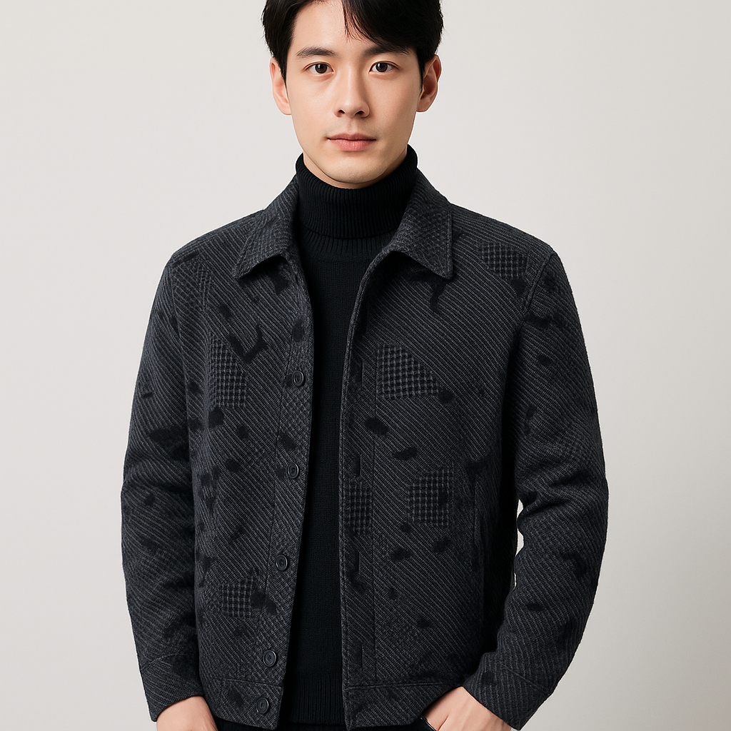 Men's Heavyweight Jacket | Warm Fleece-Lined Winter Outerwear | Cold-Wearing, Lightweight, and Soft Material (Gray/Black)