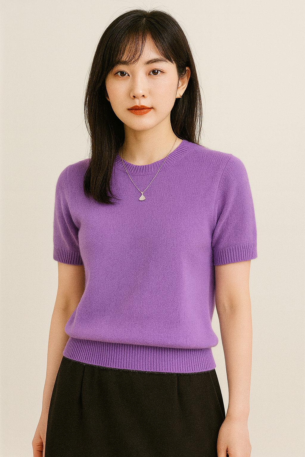 Women's lightweight knit short-sleeve top | Soft to the touch, perfect for spring and summer, round neck, available in 9 colors