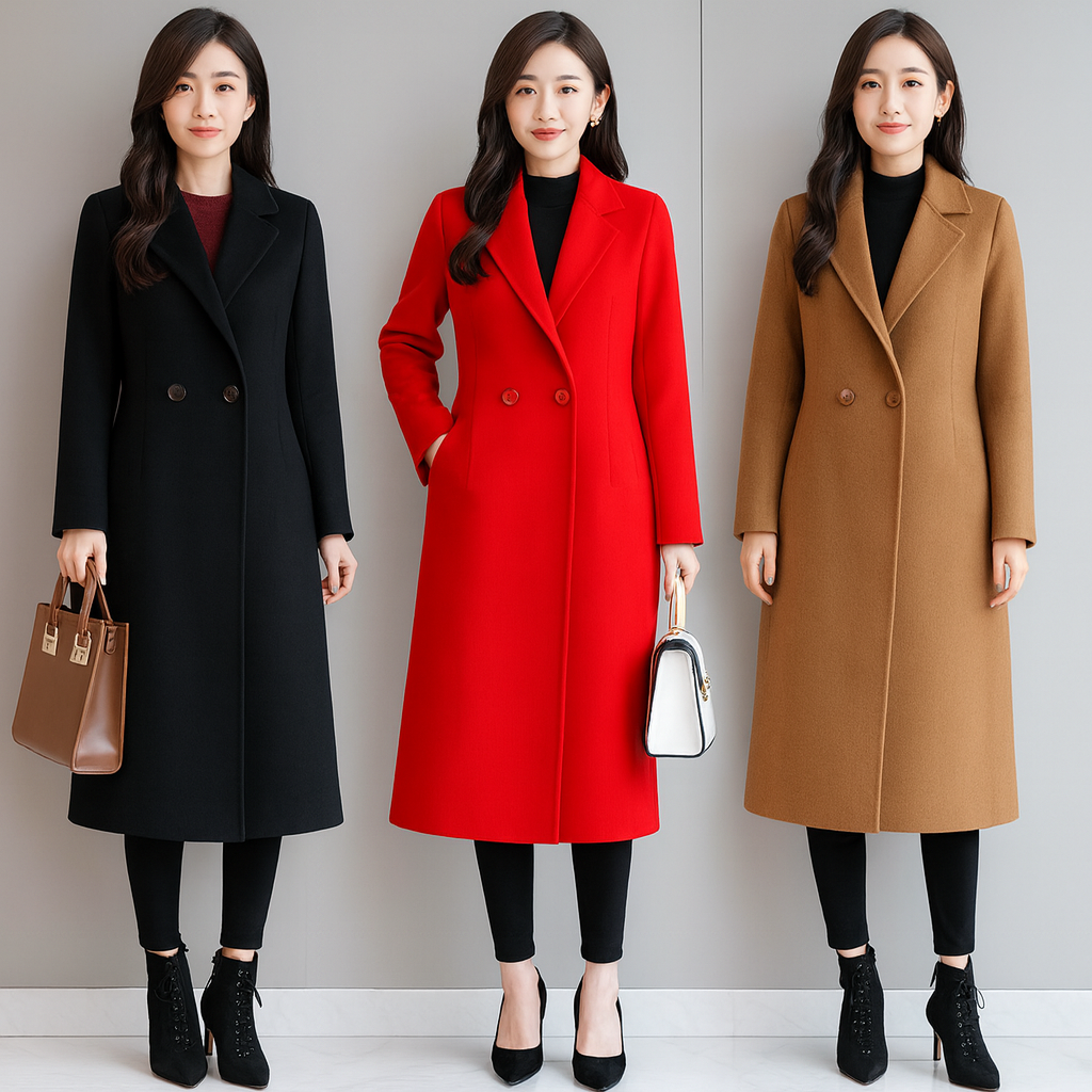 Women's Long Wool Coat | Elegant Fall/Winter Coat | Luxurious and Slimming Design